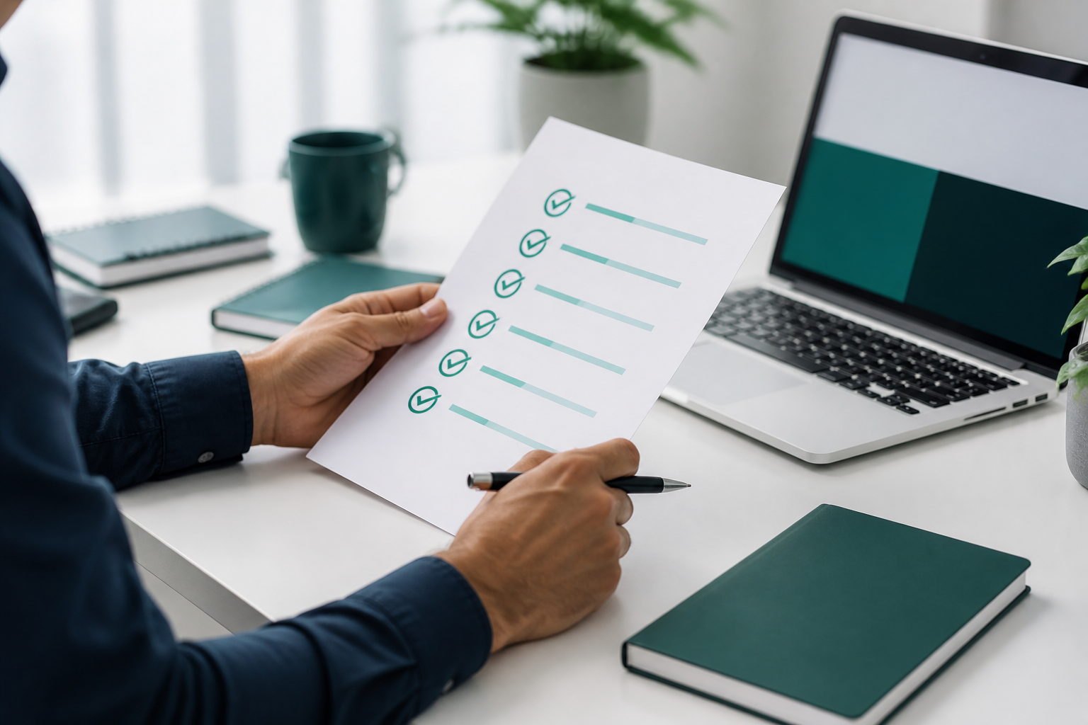 Checklist operacional sendo revisado pela equipe